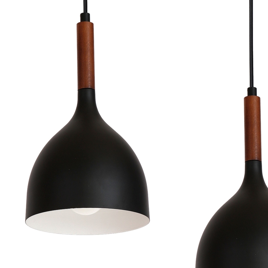 Пендел NOAK WOOD 5xE27/15W/230V черен/бук
