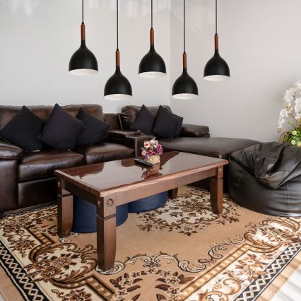 Пендел NOAK WOOD 5xE27/15W/230V черен/бук