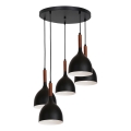 Пендел NOAK WOOD 5xE27/15W/230V черен/бук