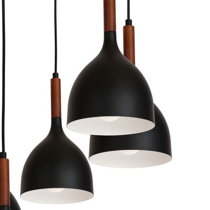 Пендел NOAK WOOD 5xE27/15W/230V черен/бук