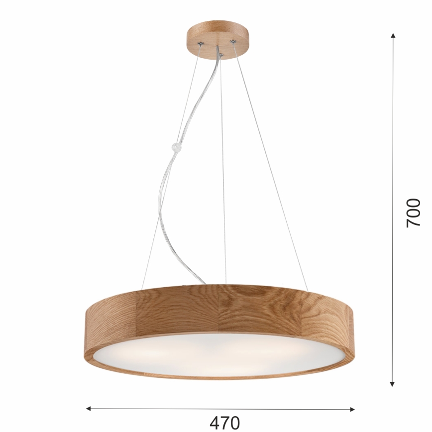 Пендел OAK 3xE27/60W/230V дъб ø 47,5 см - FSC сертифицирано
