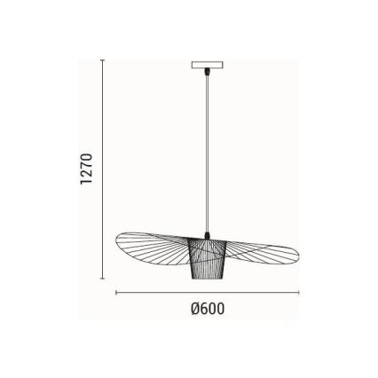 Пендел OGGI 1xE27/40W/230V Ø 60 см черен