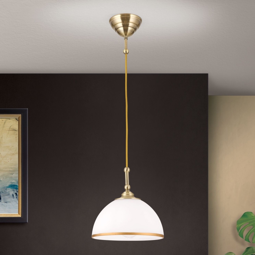 Пендел OLD LAMP 1xE27/40W/230V бял/месинг