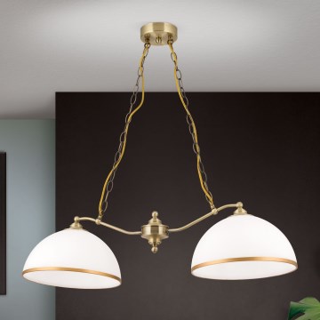 Пендел OLD LAMP 2xE27/40W/230V бял/месинг