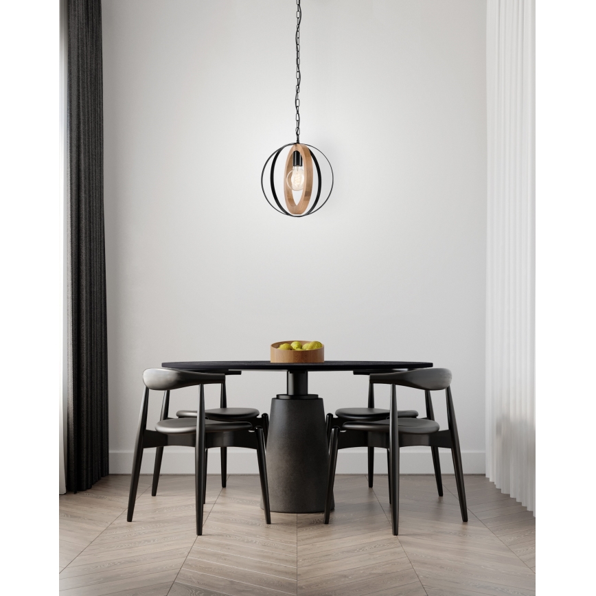 Пендел ONDA 1xE27/15W/230V черен/дъб