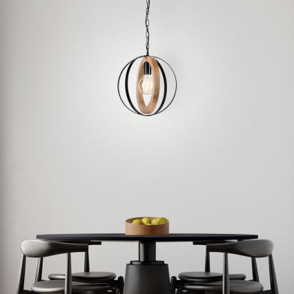 Пендел ONDA 1xE27/15W/230V черен/дъб