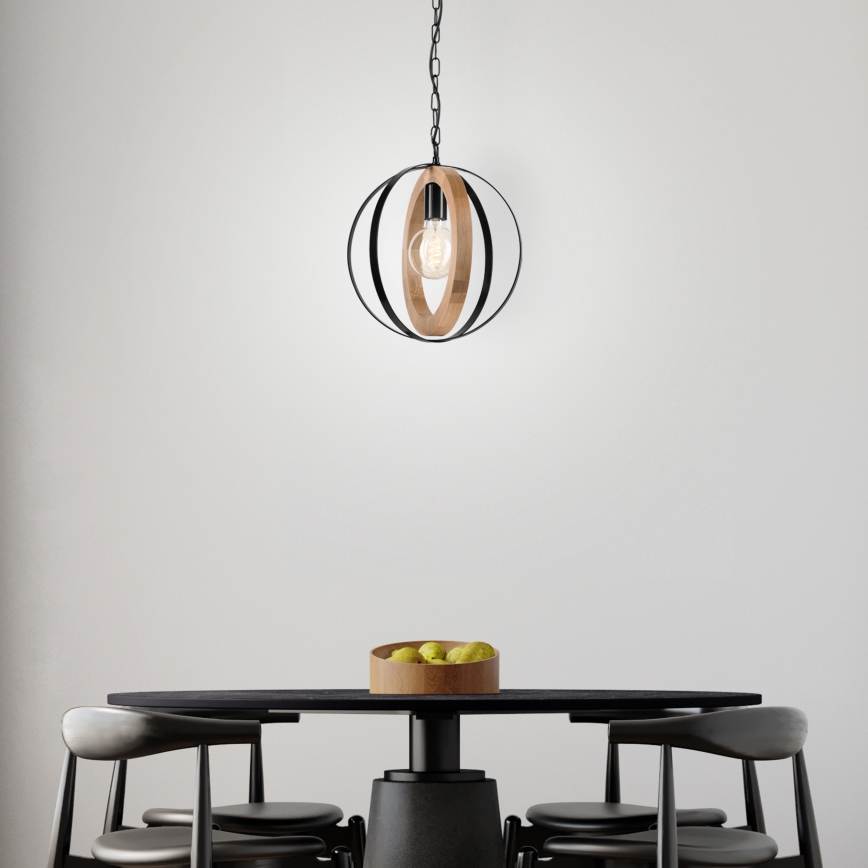 Пендел ONDA 1xE27/15W/230V черен/дъб