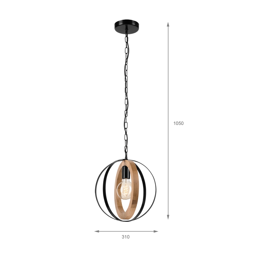 Пендел ONDA 1xE27/15W/230V черен/дъб