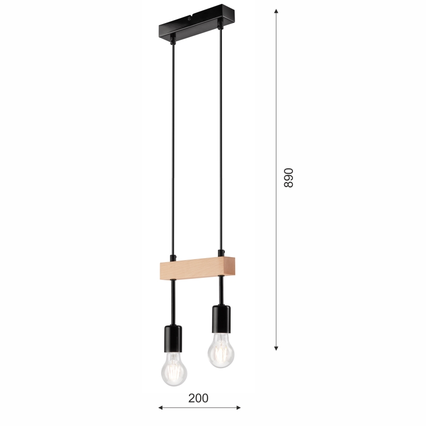 Пендел ORAZIO 2xE27/60W/230V бук - FSC сертифицирано