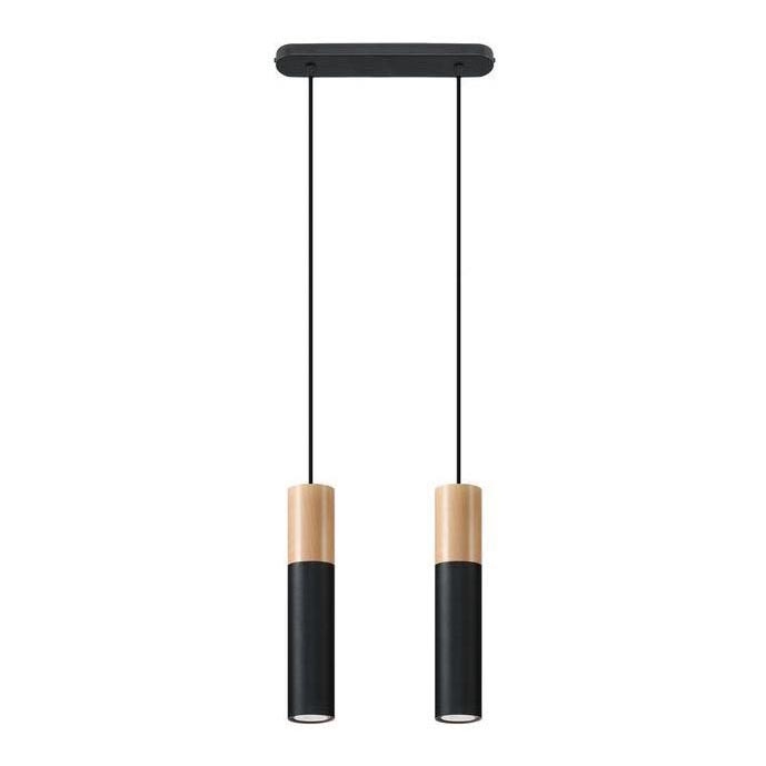 Пендел PABLO 2xGU10/40W/230V черен/бук