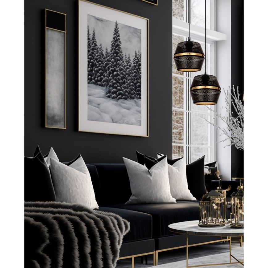 Пендел PARIS 2xE27/60W/230V черен/златист