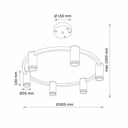 Пендел ПАРИЖ 6xGU10/12W/230V черен