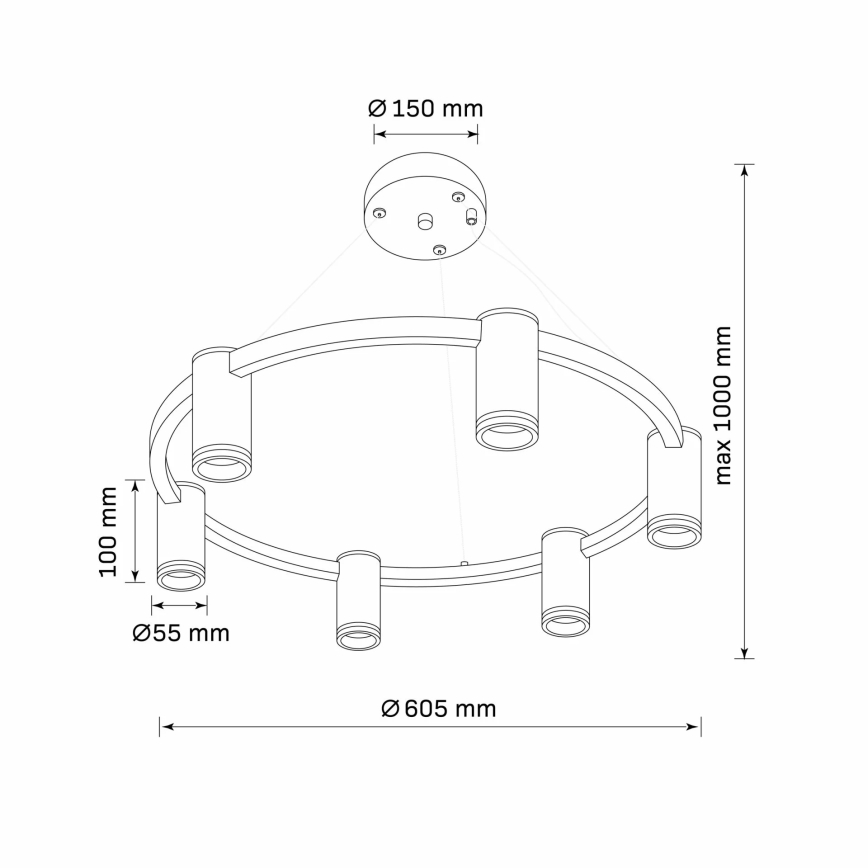 Пендел ПАРИЖ 6xGU10/12W/230V черен