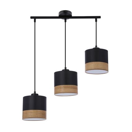 Пендел PORTO 3xE27/60W/230V черен/кафяв