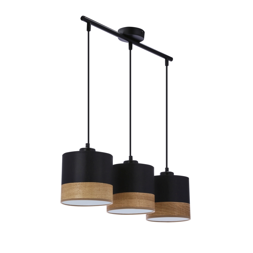 Пендел PORTO 3xE27/60W/230V черен/кафяв