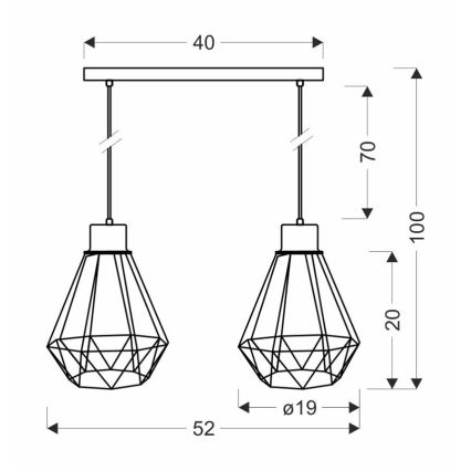 Пендел PRIMO 2xE27/60W/230V черен/златист