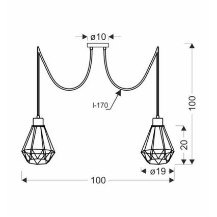 Пендел PRIMO 2xE27/60W/230V паяк черен/златист