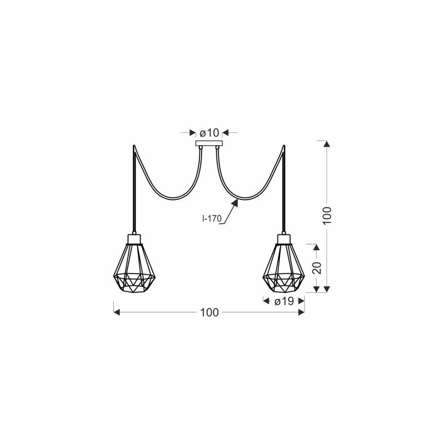 Пендел PRIMO 2xE27/60W/230V паяк черен/златист