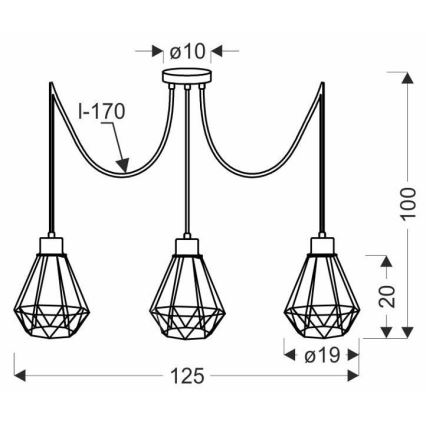 Пендел PRIMO 3xE27/60W/230V паяк черен/златист