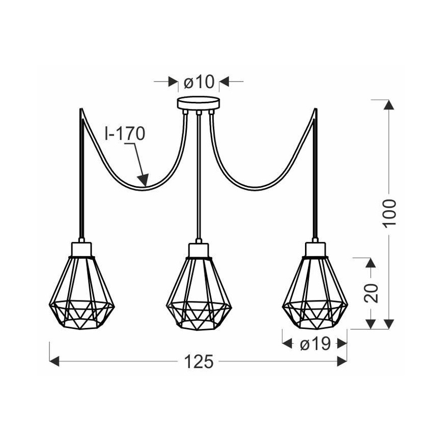 Пендел PRIMO 3xE27/60W/230V паяк черен/златист