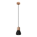 Пендел QUBIC 1xE27/60W/230V бетон/Бреза/бук/черен