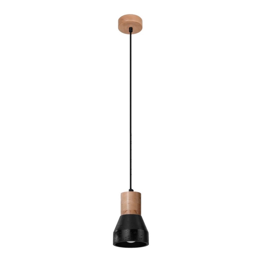 Пендел QUBIC 1xE27/60W/230V бетон/Бреза/бук/черен