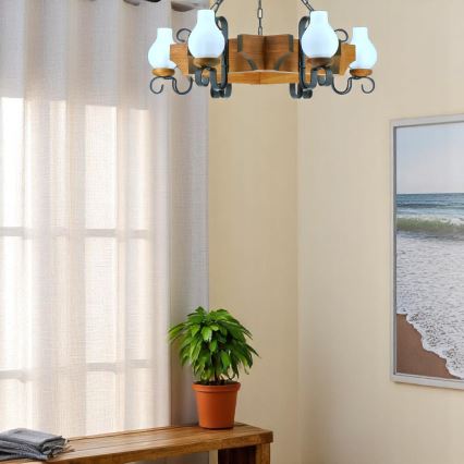 Пендел QUEEN 6xE14/40W/230V бук