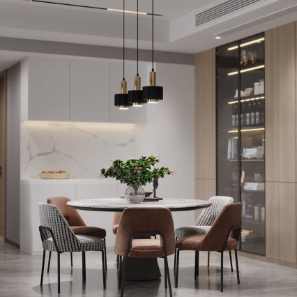 Пендел RIF LUX 1xGX53/12W/230V Ø 15 см черен/лъскав хром