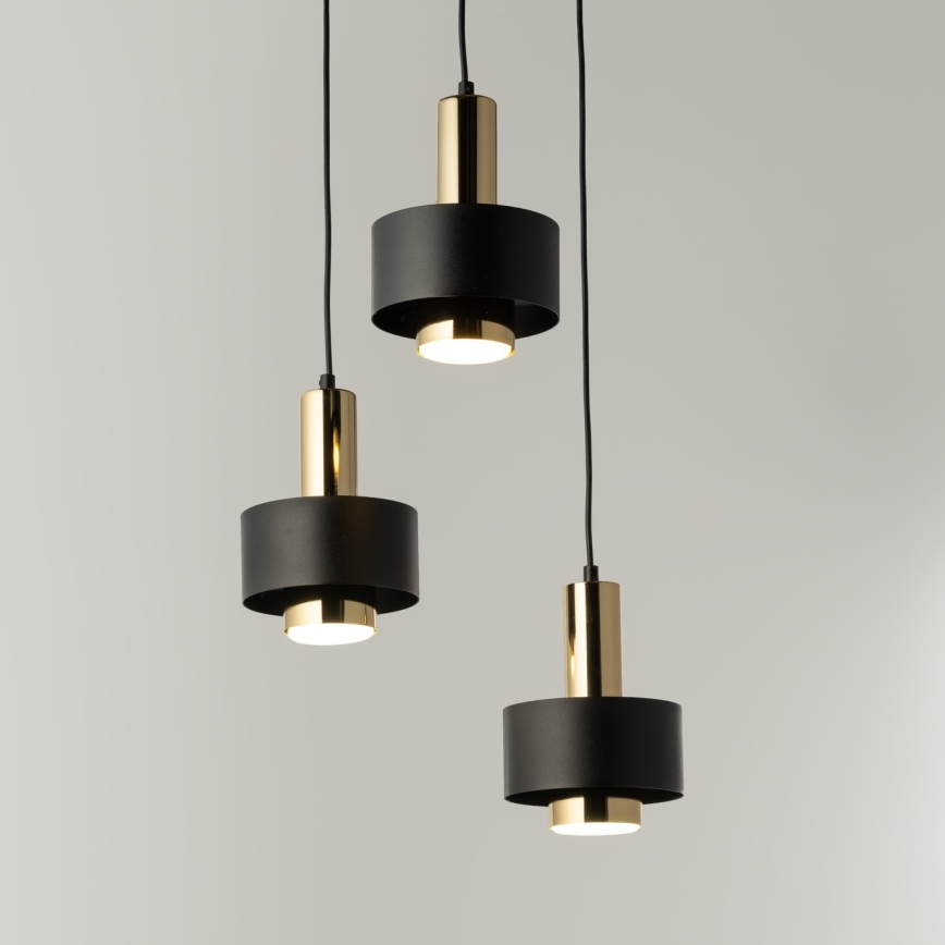 Пендел RIF LUX 3xGX53/12W/230V Ø 38 см черен/златист