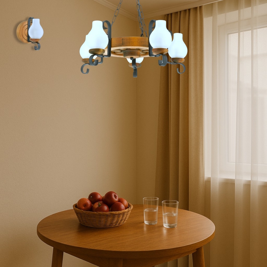 Пендел ROATA 5xE14/40W/230V Ø 30 см бук