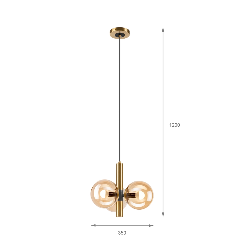 Пендел ROLLO 3xE14/5W/230V златист/опушен бежов