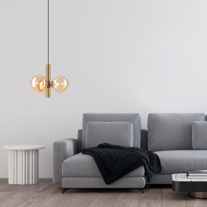 Пендел ROLLO 3xG9/5W/230V златист/опушен бежов