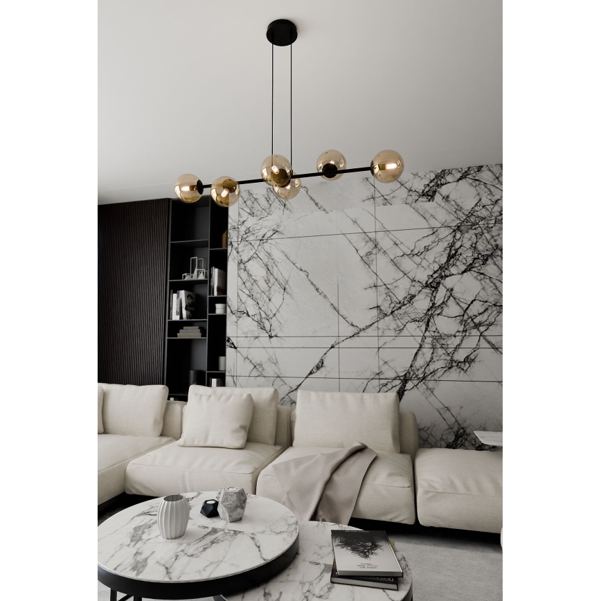 Пендел ROSSI 6xE14/10W/230V черен/бежов