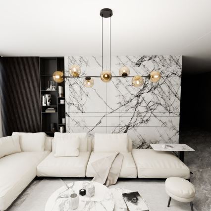 Пендел ROSSI 8xE14/10W/230V черен/бежов