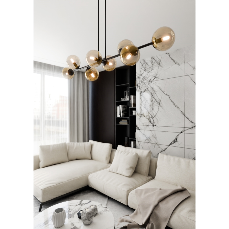 Пендел ROSSI 8xE14/10W/230V черен/бежов