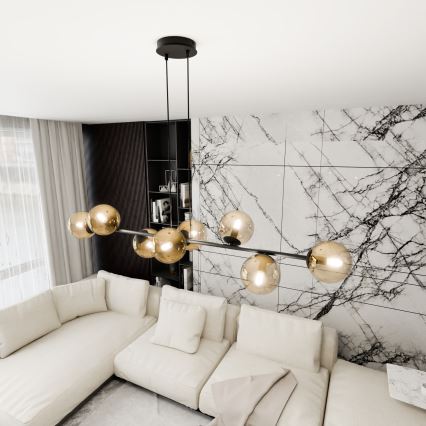 Пендел ROSSI 8xE14/10W/230V черен/бежов