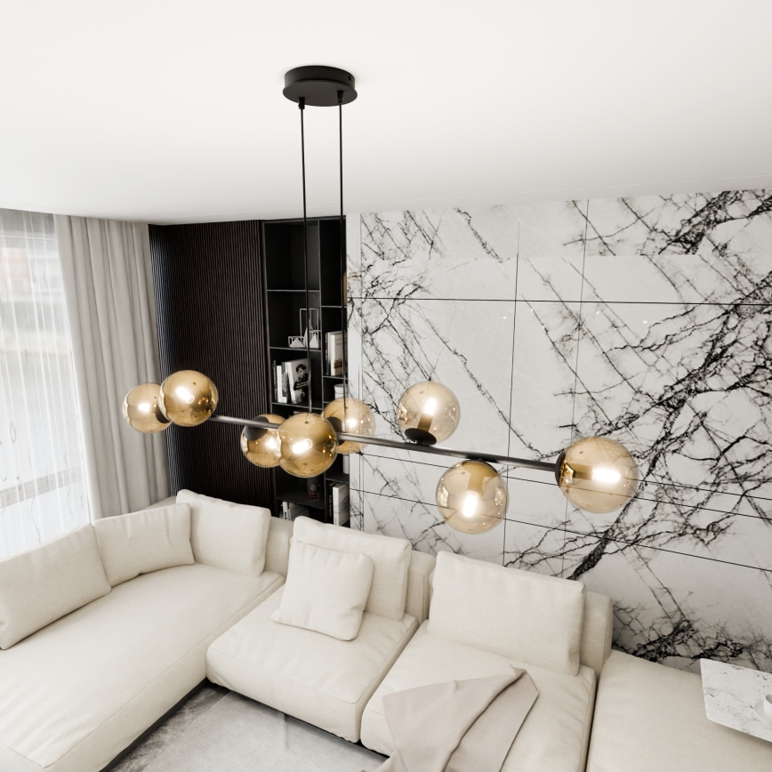 Пендел ROSSI 8xE14/10W/230V черен/бежов