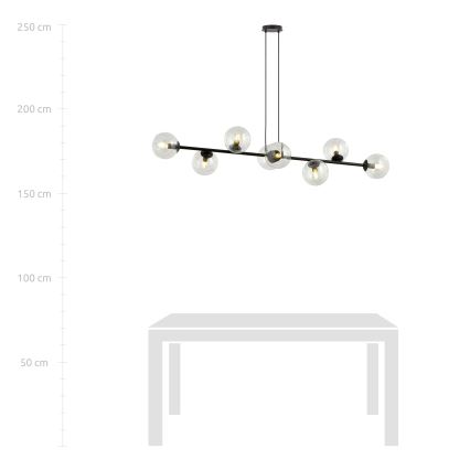 Пендел ROSSI 8xE14/10W/230V черен/прозрачен