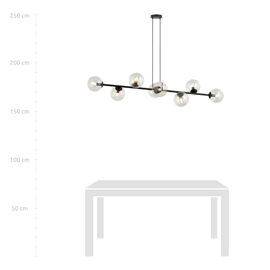 Пендел ROSSI 8xE14/10W/230V черен/прозрачен