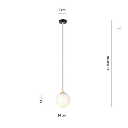 Пендел ROYAL 1xE14/10W/230V Ø 14 см черен