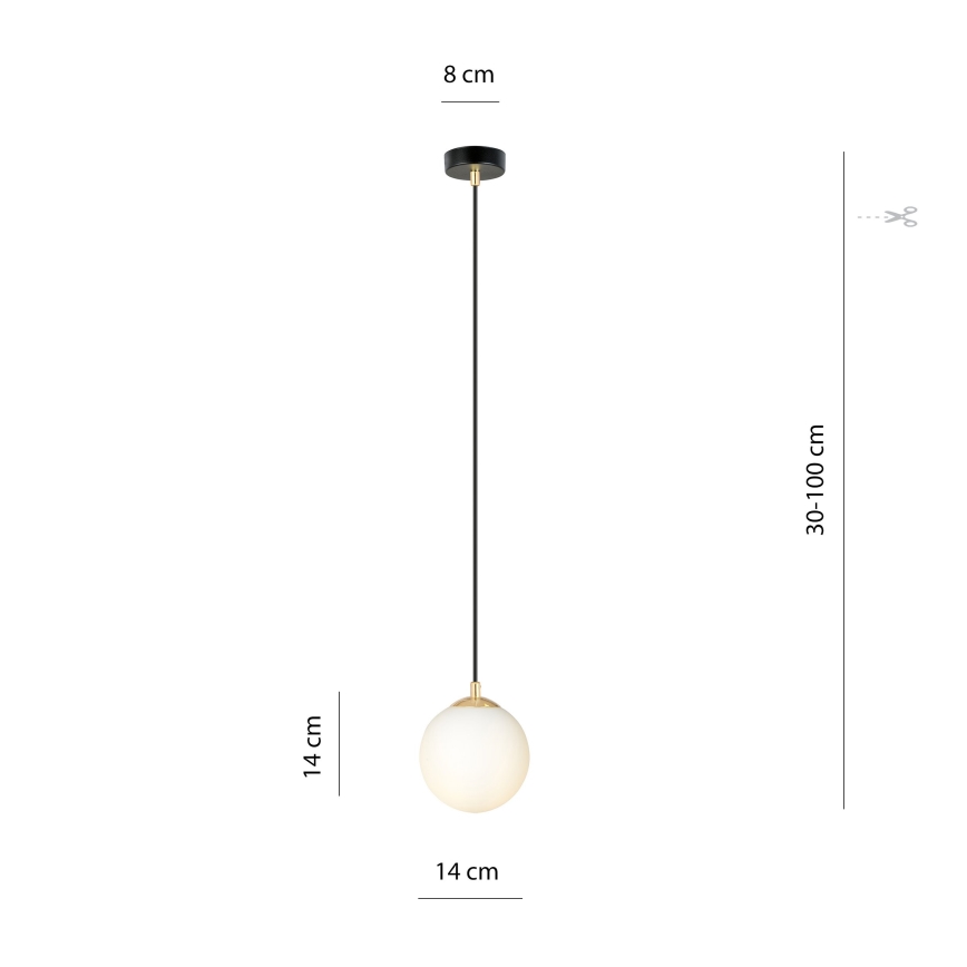 Пендел ROYAL 1xE14/10W/230V Ø 14 см черен