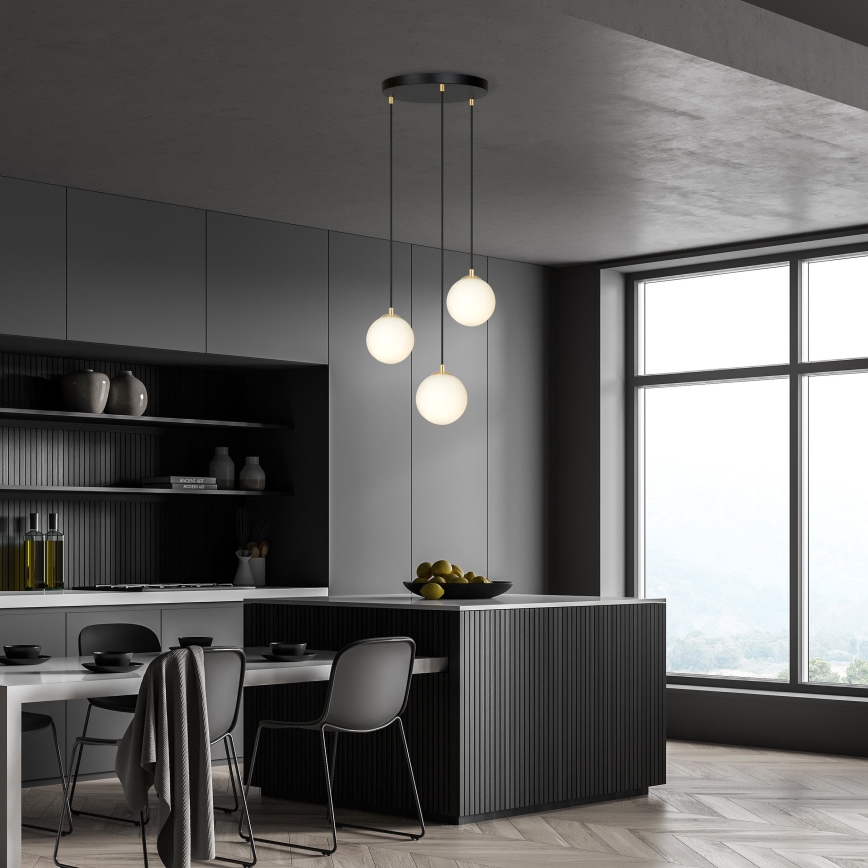 Пендел ROYAL 3xE14/10W/230V Ø 30 см черен