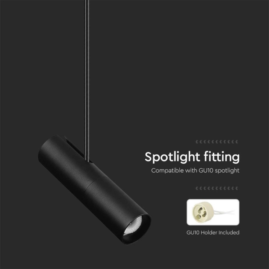 Полилей на тръба 1xGU10/35W/230V черен