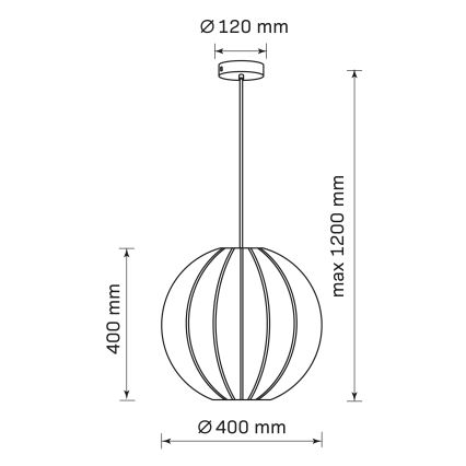 Пендел SENSAI 1xE27/20W/230V Ø 40 см черен