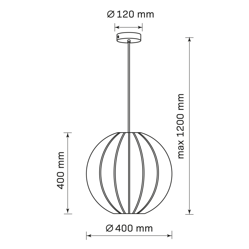 Пендел SENSAI 1xE27/20W/230V Ø 40 см черен