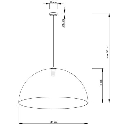 Пендел SFERA 1xE27/60W/230V Ø 35 см бял/меден