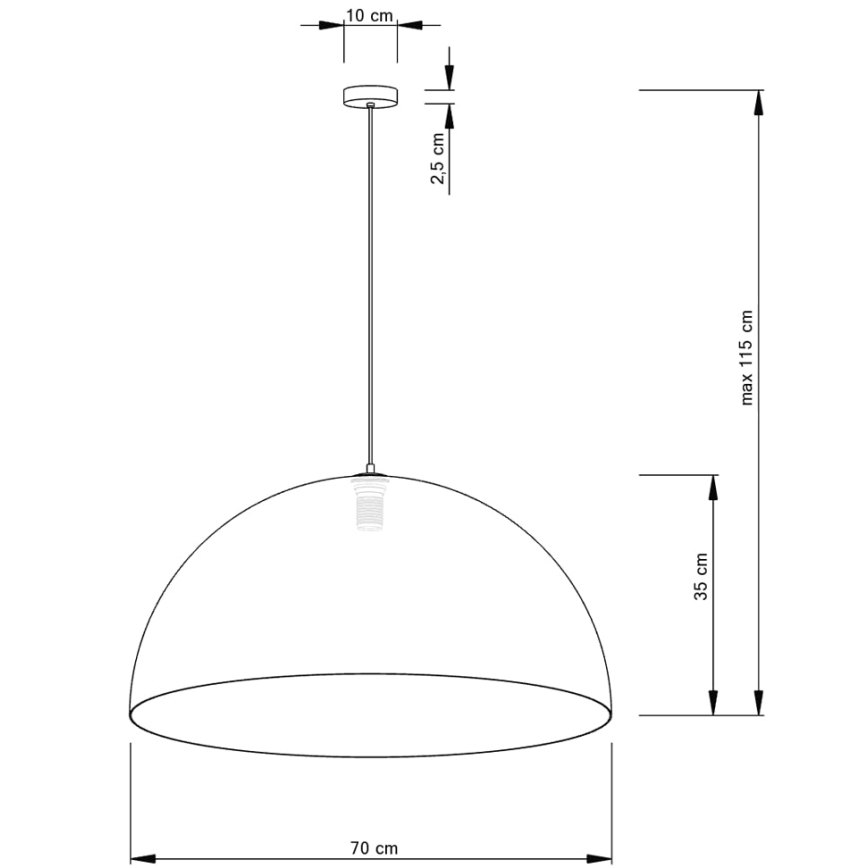 Пендел SFERA 1xE27/60W/230V Ø 70 см златист