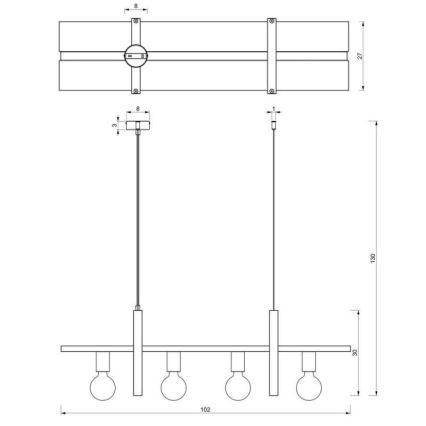 Пендел SHELF 4xE27/60W/230V