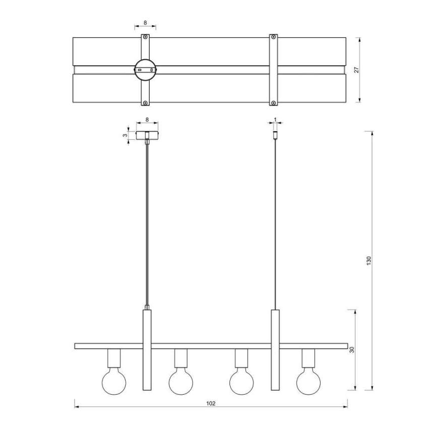 Пендел SHELF 4xE27/60W/230V