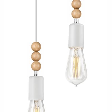 Пендел SIMON 2xE27/60W/230V бял/бук - FSC сертифицирано